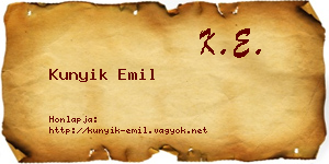 Kunyik Emil névjegykártya